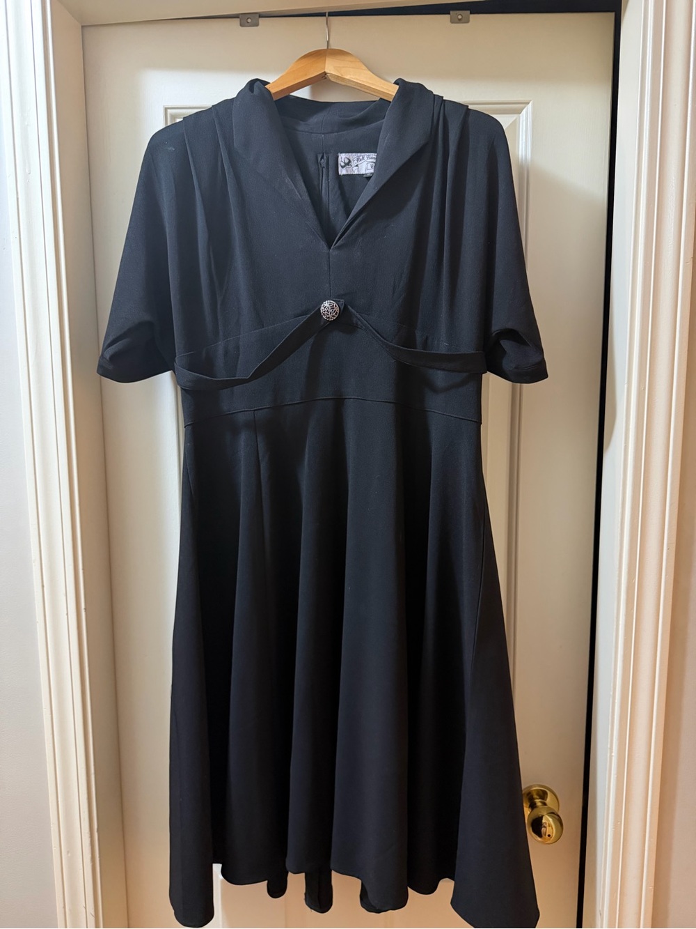 Classic Black Short-Sleeve Fit-and-Flare Dress